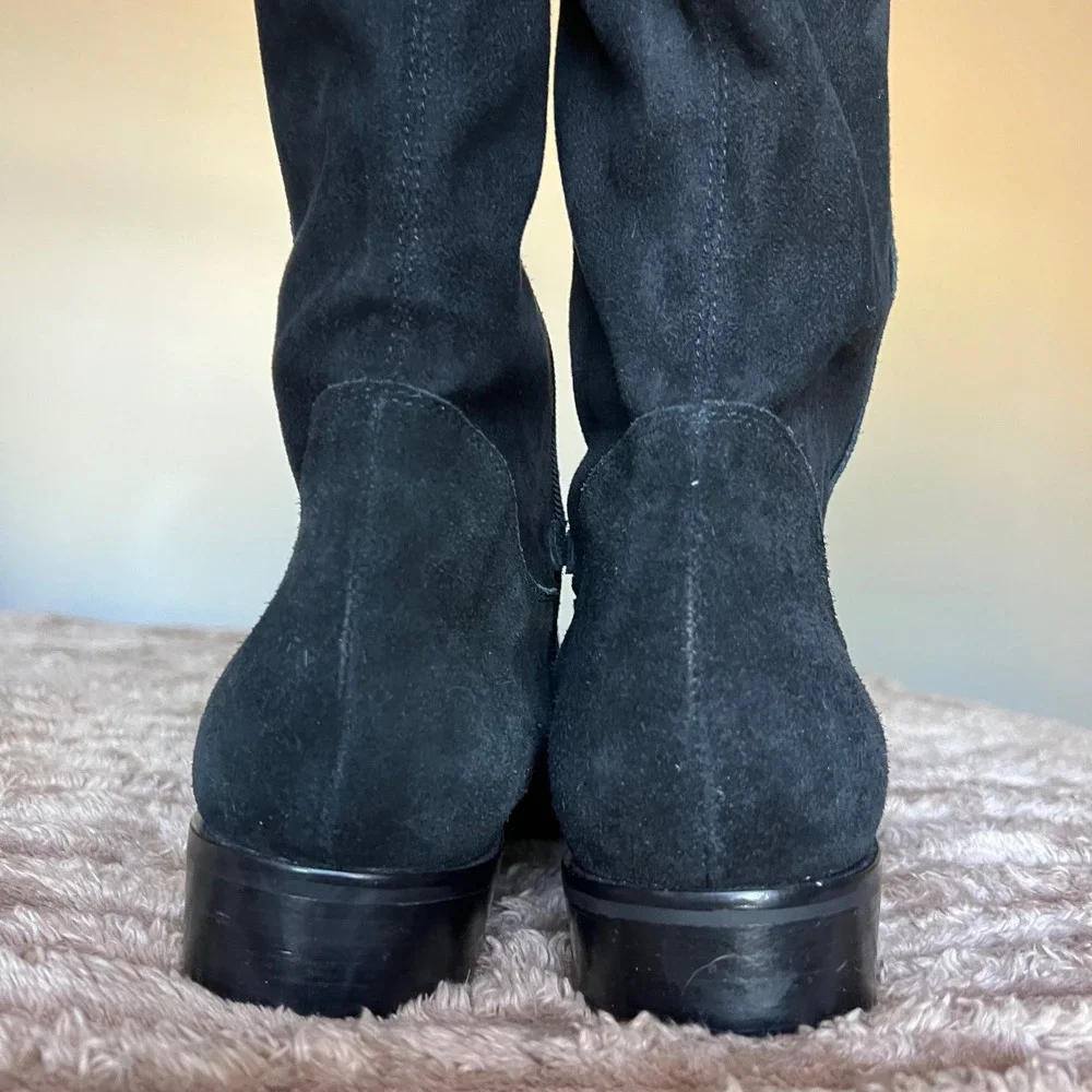 Karl Lagerfeld Paris Skylar Women 14 M Black Suede Knee‎ High Boots Minimalist